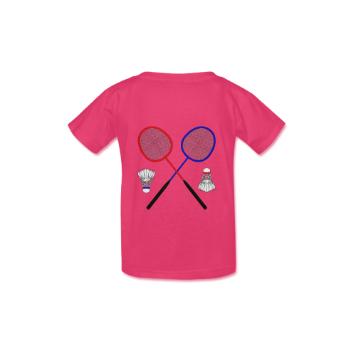 Badminton Rackets and Shuttlecocks Sports  on Pink Kid's  Classic T-shirt (Model T22)