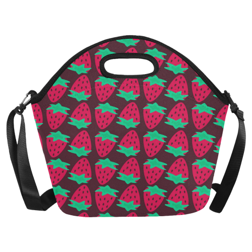 Strawberry Pattern Neoprene Lunch Bag/Large (Model 1669)