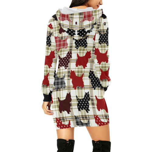 Westie All Over Print Hoodie Mini Dress (Model H27)