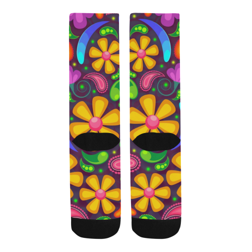 Colorful Retro Flowers Men's Custom Socks