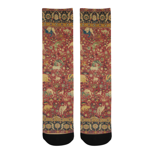 Vintage Persian Animal Rug Men's Custom Socks