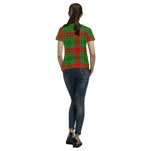 Christmas Plaid Green All Over Print T-shirt for Women/Large Size (USA Size) (Model T40)