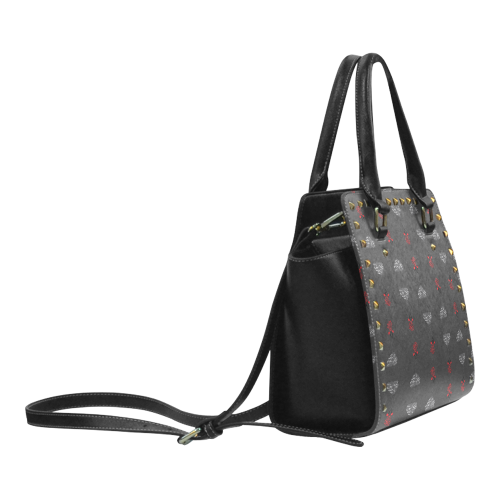 UGLY ROSE Black Purse Rivet Shoulder Handbag (Model 1645)