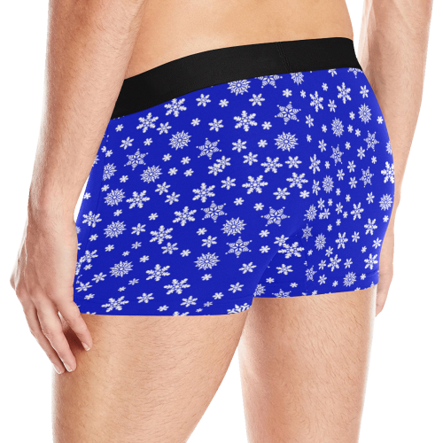 Christmas Snowflakes on Dark Blue Men's Boxer Briefs with Merged Design (Model  L10)