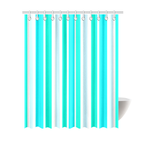 Turquoise Green Stripes Shower Curtain 69"x84"