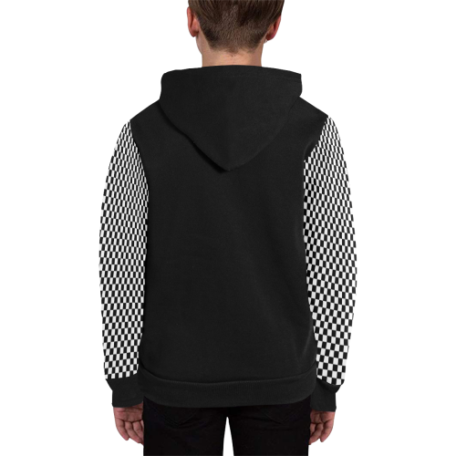 Checkerboard Black and White Kids' All Over Print Full Zip Hoodie (Model H39)