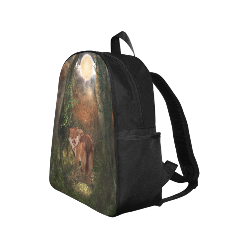 Awesome wolf in the night Multi-Pocket Fabric Backpack (Model 1684)