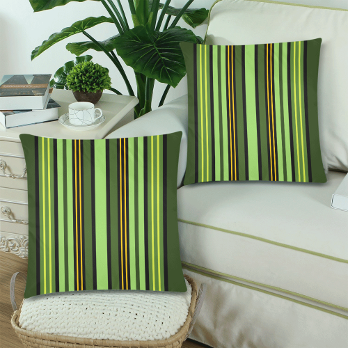 Nature's Stripes Custom Zippered Pillow Cases 18"x 18" (Twin Sides) (Set of 2)