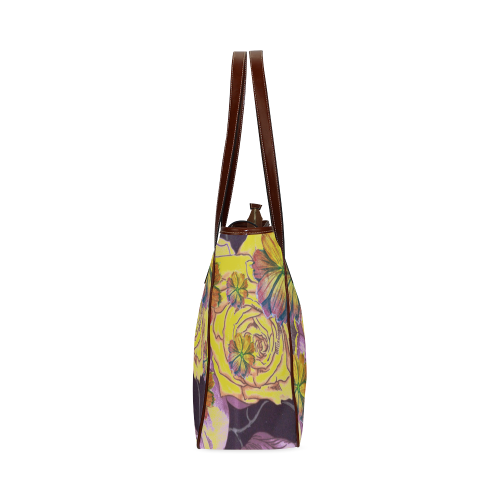 Multicolor Watercolor Flowers Yellow Purple Green Classic Tote Bag (Model 1644)