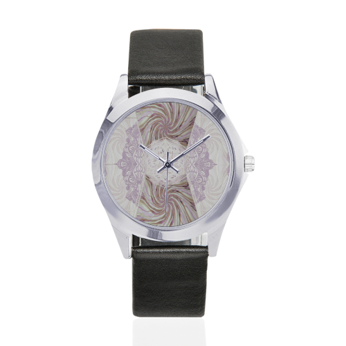 charm 7 Unisex Silver-Tone Round Leather Watch (Model 216)