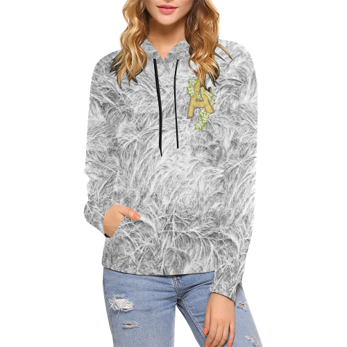 Lilly flower initial A on tecture All Over Print Hoodie for Women (USA Size) (Model H13)