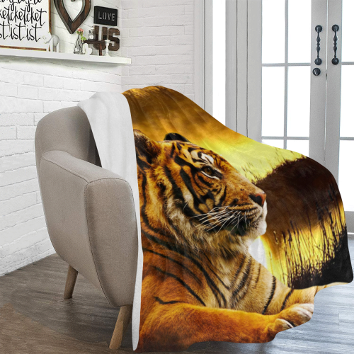 Tiger and Sunset Ultra-Soft Micro Fleece Blanket 60"x80"