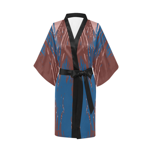 Fired Brick, Classic Blue & Rose Tan Kimono Robe
