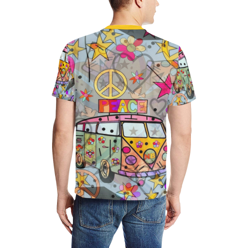 Back to the 70´s by Nico Bielow Men's All Over Print T-Shirt (Solid Color Neck) (Model T63)