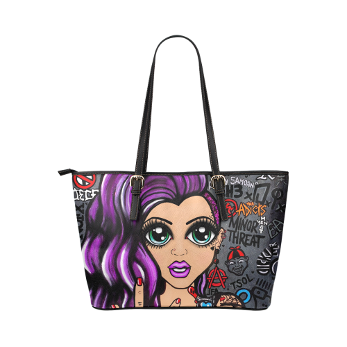 For the Love of Punk, by Skinderella Leather Tote Bag/Small (Model 1651)