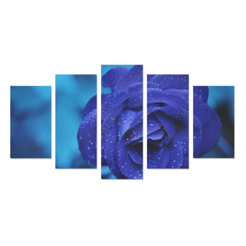 5-SET BLUE-FLOWER WALL PAINTING Canvas Print Sets A (No Frame)