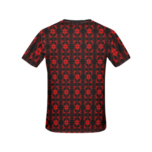 Abstract Flowing * Red on Black All Over Print T-shirt for Women/Large Size (USA Size) (Model T40)
