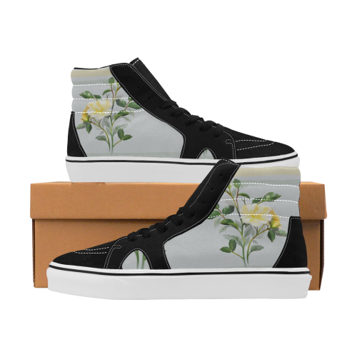 Yellow roses, floral watercolor Women's High Top Skateboarding Shoes (Model E001-1)