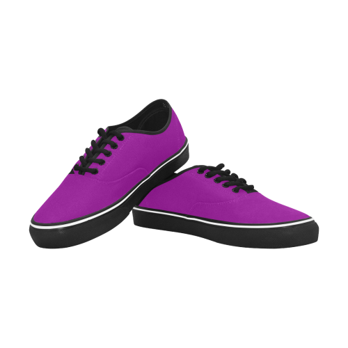 color dark magenta Classic Men's Canvas Low Top Shoes/Large (Model E001-4)