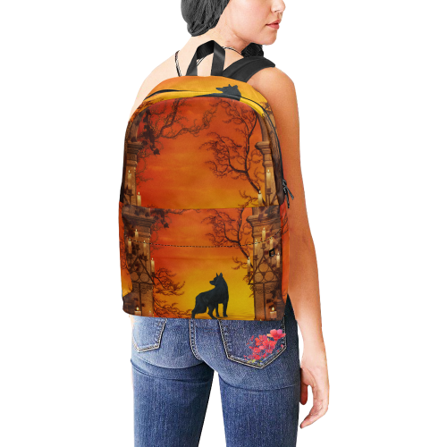 Wonderful black wolf in the night Unisex Classic Backpack (Model 1673)