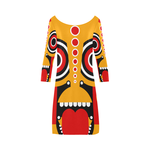 Red Yellow Tiki Tribal Bateau A-Line Skirt (D21)