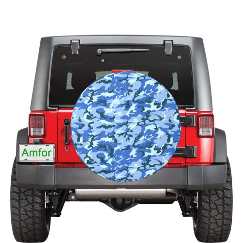 Woodland Blue Camouflage 34 Inch Spare Tire Cover