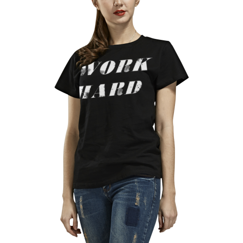 Work hard All Over Print T-shirt for Women/Large Size (USA Size) (Model T40)