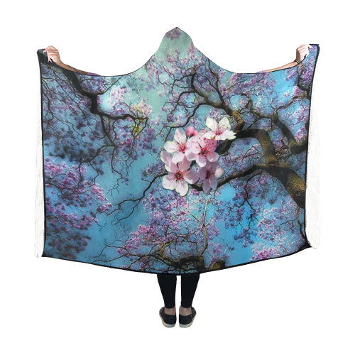 Cherry blossomL Hooded Blanket 60''x50''