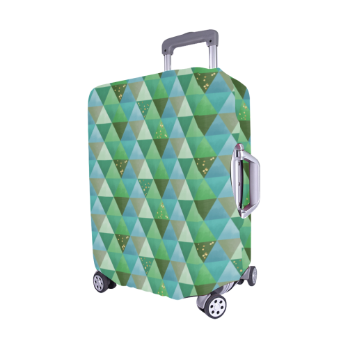 Triangle Pattern - Green Teal Khaki Moss Luggage Cover/Medium 22"-25"