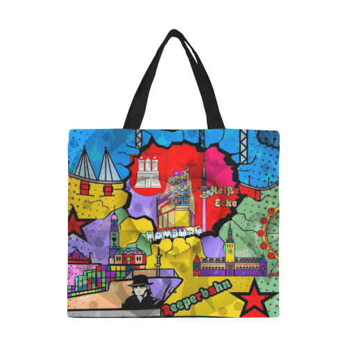 Hamburg Germany Popart by Nico Bielow All Over Print Canvas Tote Bag/Large (Model 1699)