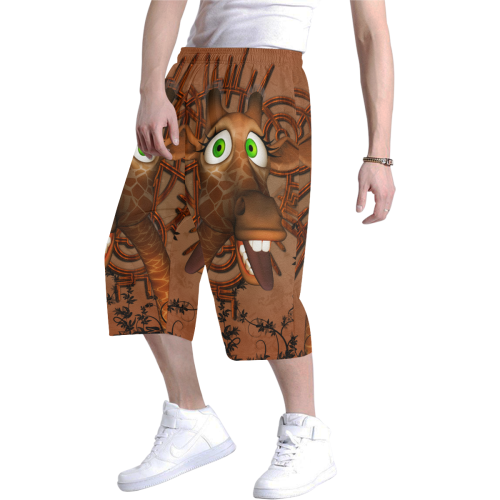 Sweet, happy giraffe Men's All Over Print Baggy Shorts (Model L37)