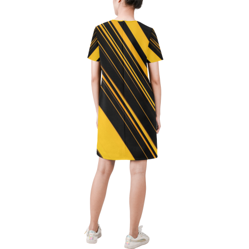 Be the Bee Short-Sleeve Round Neck A-Line Dress (Model D47)