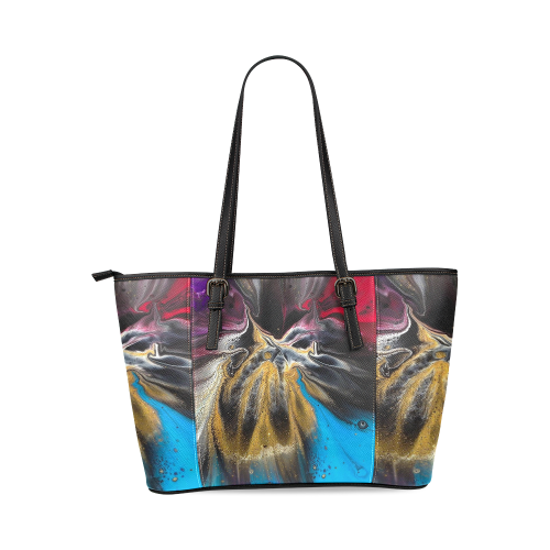 Peacock Leather Tote Leather Tote Bag/Small (Model 1640)