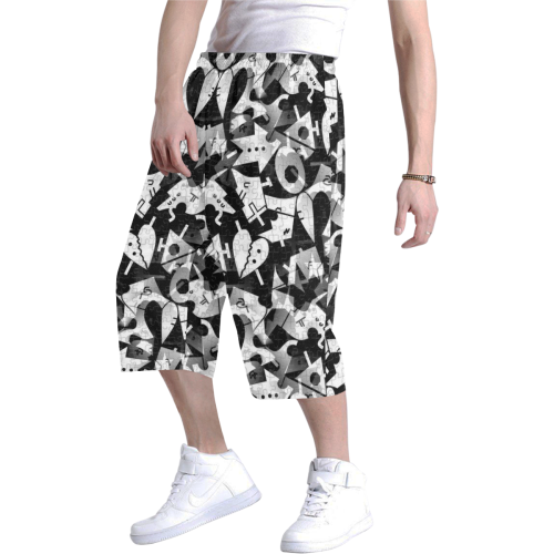 Black and White Pop Art by Nico Bielow Men's All Over Print Baggy Shorts (Model L37)