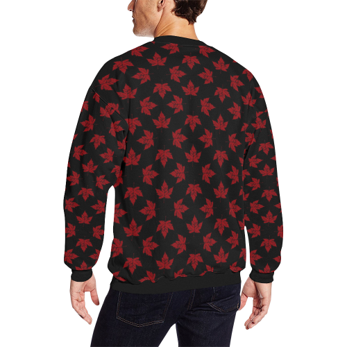 Canada Sweatshirts Plus Size Retro Black Men's Oversized Fleece Crew Sweatshirt/Large Size(Model H18)