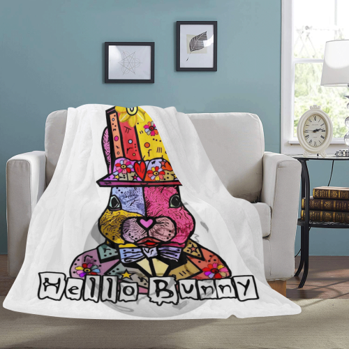 Hello Bunny Popart by Nico Bielow Ultra-Soft Micro Fleece Blanket 60"x80"