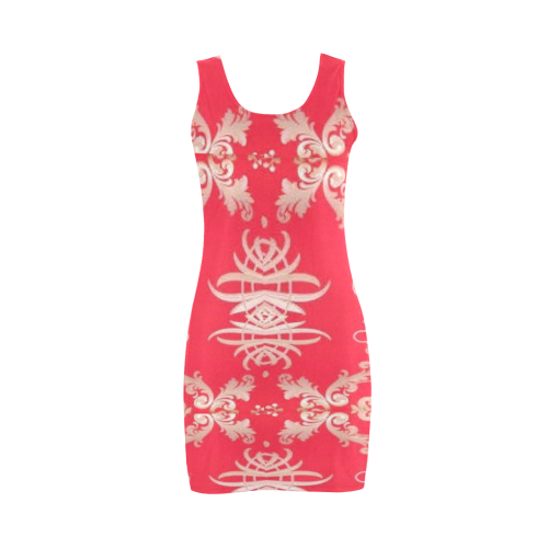 Red chinese print medea vest dress By FlipStylez Designs Medea Vest Dress (Model D06)
