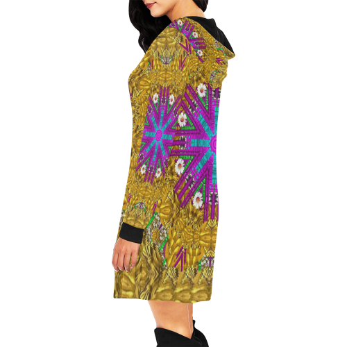 Golden retro medival festive fantasy nature All Over Print Hoodie Mini Dress (Model H27)