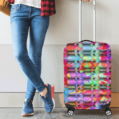 Splashes Cattice Composing - Psychedelic Colored Luggage Cover/Small 18"-21"