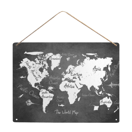 world map #map #worldmap Metal Tin Sign 16"x12"