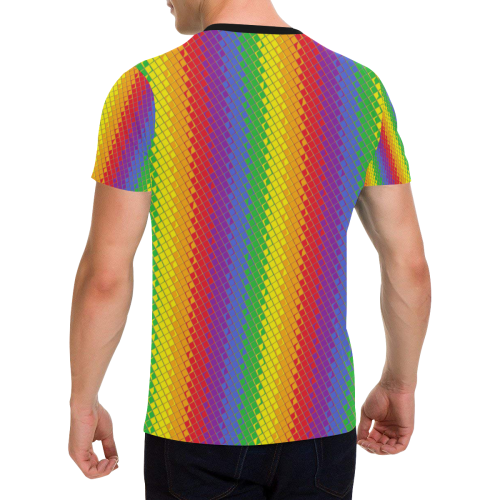 Rainbow Pattern by K.Merske Men's All Over Print T-Shirt with Chest Pocket (Model T56)