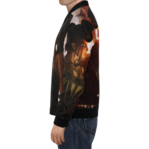 Beautiful steampunk women All Over Print Bomber Jacket for Men/Large Size (Model H19)