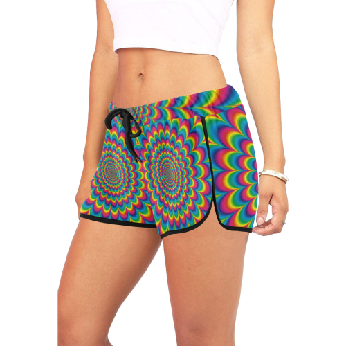 Crazy Psychedelic Flower Power Mandala Women's All Over Print Relaxed Shorts (Model L19)
