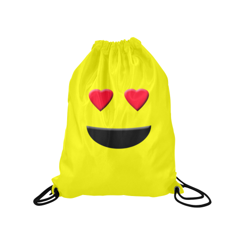 Emoticon Heart Smiley Medium Drawstring Bag Model 1604 (Twin Sides) 13.8"(W) * 18.1"(H)