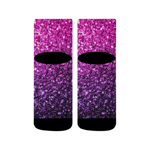 Beautiful Purple Pink Ombre glitter sparkles Quarter Socks