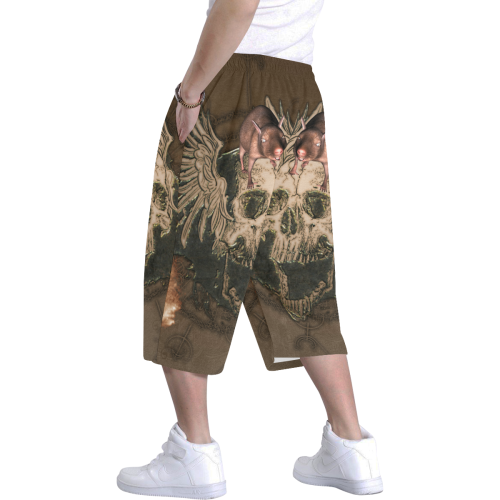 Awesome skull with rat Men's All Over Print Baggy Shorts (Model L37)
