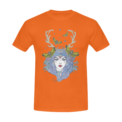Goddess Sun Moon Earth Orange Men's T-Shirt in USA Size (Front Printing Only)