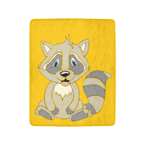 Rocky Raccoon Yellow Ultra-Soft Micro Fleece Blanket 40"x50"