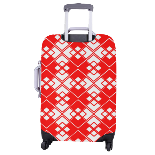 Abstract geometric pattern - red and white. Luggage Cover/Large 26"-28"