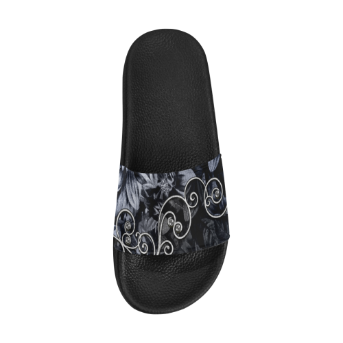 Flower power in blue Women's Slide Sandals (Model 057)